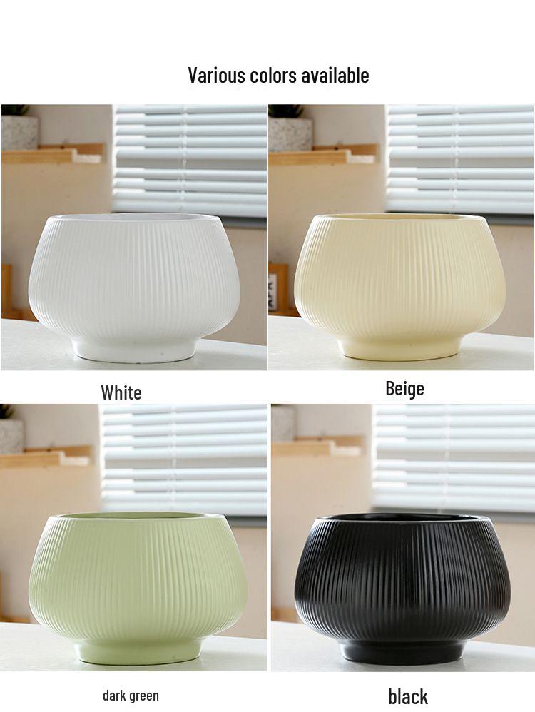 Ceramic Flower Pot with Tray for Orchids and Succulents