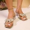 Fashion 2025 Fashion Ladies Shoes Open Toe Women's Slippers Summer New Crystal Butterfly-knot Casual Plus Size Transparent High Heels
