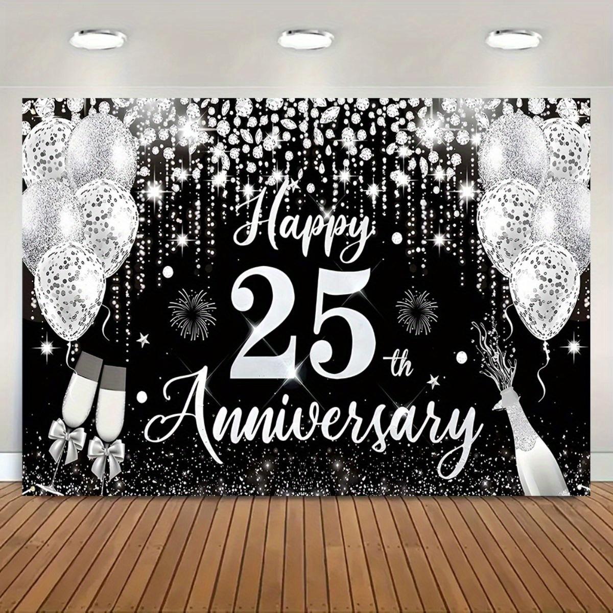 An elegant 25th anniversary celebration background banner, a refined gathering, a milestone celebration event 100x150cm