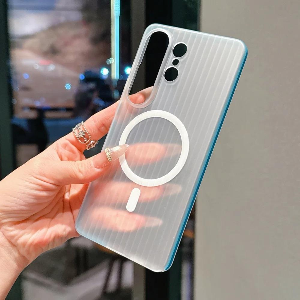 Stripes Magnetic Phone Case For Samsung Galaxy S26 S2 S24 Ultra S26 Plus S26Ultra Cases Translucent Contrast Color Cover