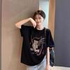 Korean Cute Bear Print Short-sleeved T-shirt Women's Summer 2025 New Design Sense Casual Loose Black Top