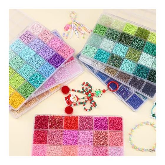 Glass Beads, Transparent Core, Bead Kit, Round Seed Beads, Accessory Kit, DIY Supplies, Crafts, Jewelry, Handmade Materials, Approximately 5,200
