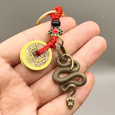 2025 jahr Der Chinesischen Sternzeichen Schlange Glück Anhänger Schlüsselanhänger Kreative Reichtum Schlüssel Ring Zubehör Frauen Männer Tasche Charme Schmuck Geschenk