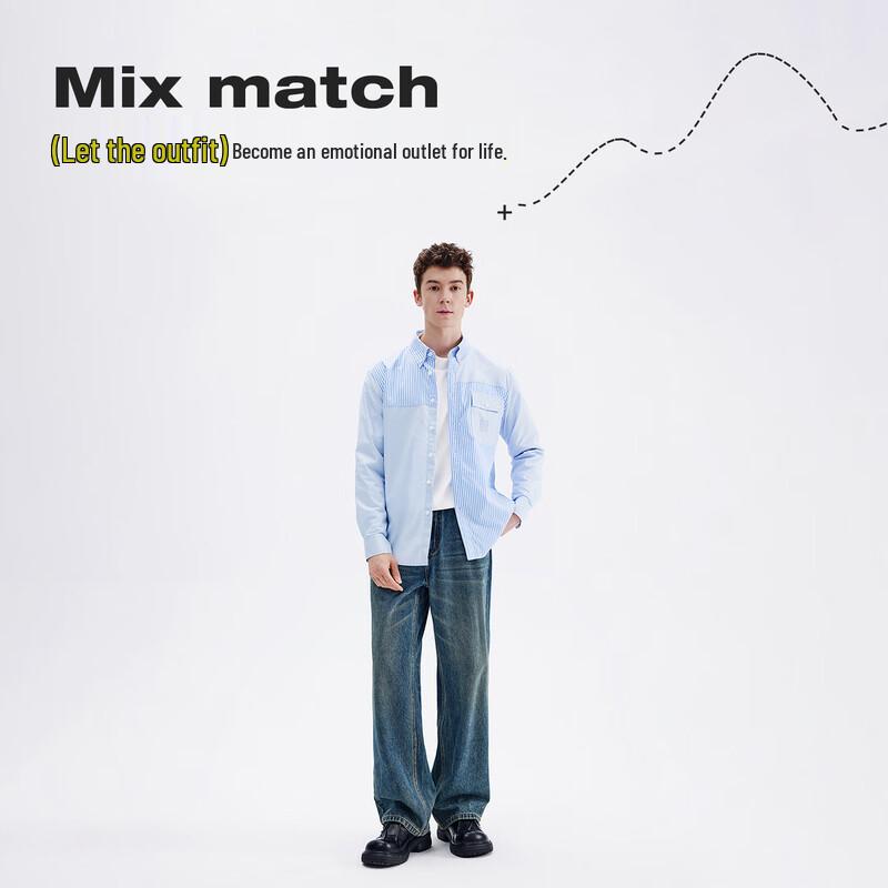 NVG.YOUNG Men's Straight-Leg Loose Fit Washed Jeans