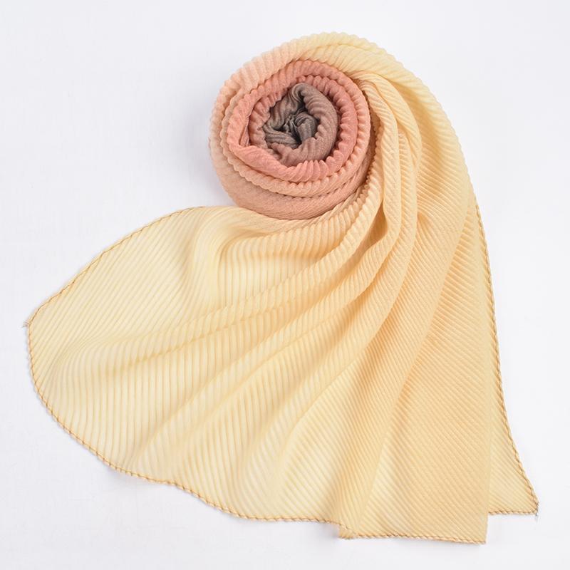 Autumn and Winter New High Quality Balinese Yarn Twill Wrinkled Long Scarf Breathable Pleated Wrapped Shawl