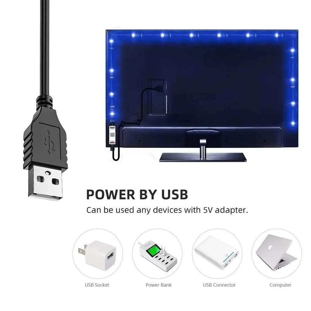 1M-30M LED Strip Light Touch Bluetooth App 5050 RGB Led Lights Flexible Ribbon Lus Led DC5V USB TV BackLight Room Decoration