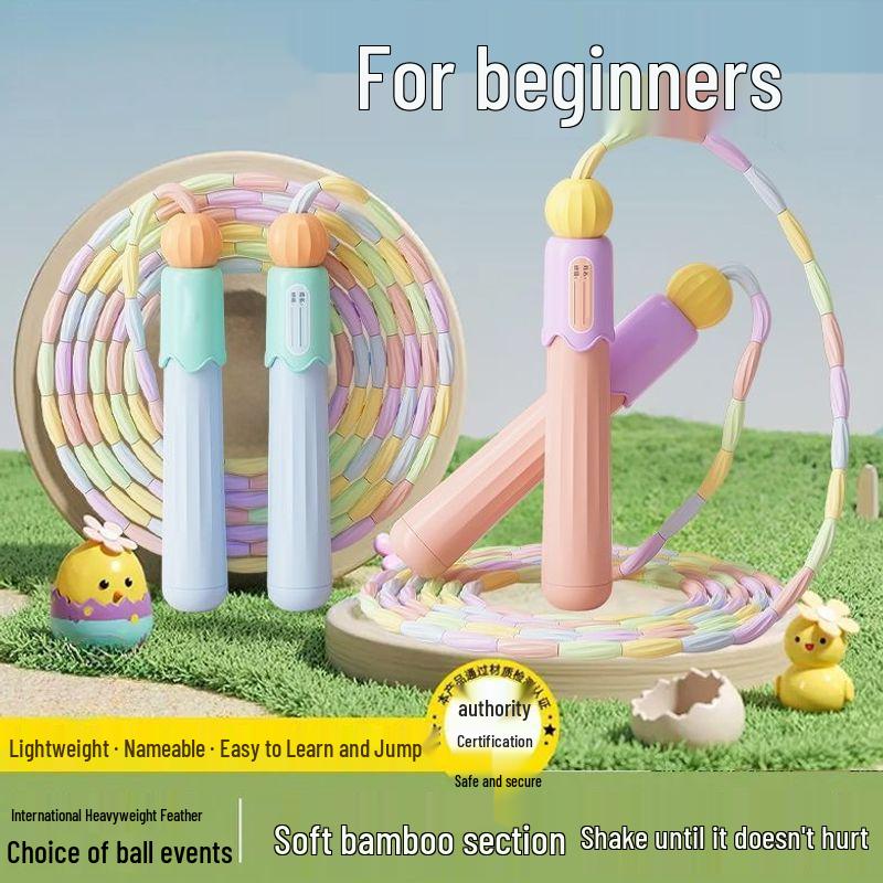 Adjustable Bamboo Jump Rope for Kids and Beginners - Ideal for Kindergarten to Middle School Fitness