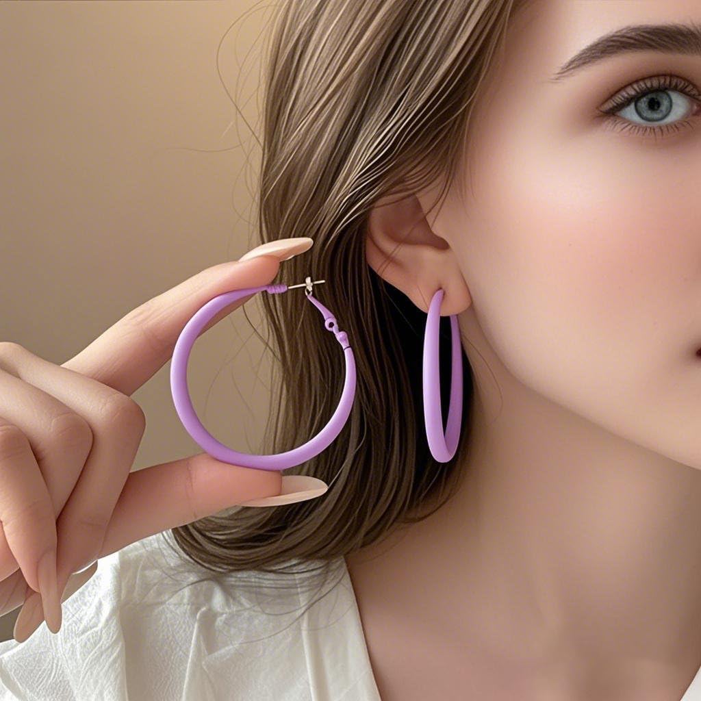 Neon Hoop Earrings for Women Exaggerated 80s 90s Colorful Chunky Statement Hoops Earring Lightweight Hypoallergenic Big Hoops for Glow Party Outfits