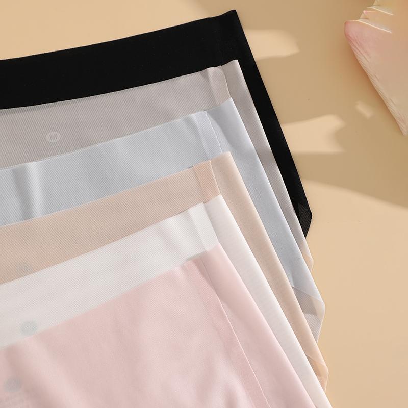 4PCS/Set Women's Ice Silk Seamless Panties Ultra Thin Briefs Breathable Underwear Female High Waist Intimates Lingerie Plus Size