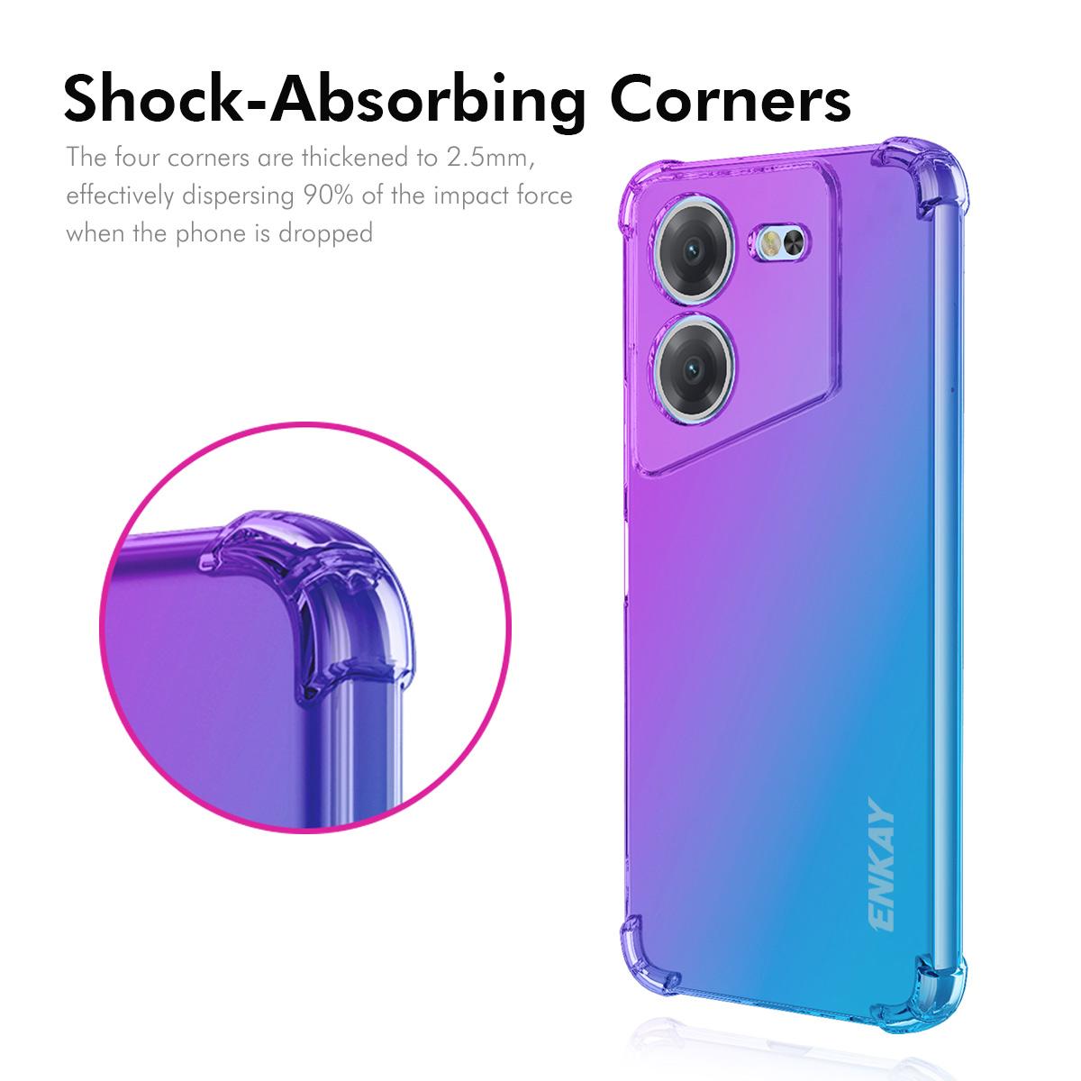 

For TECNO Pova 5 4G TPU Case ENKAY Thickened Four Corner Drop-proof Phone Back Cover Blue/Pink