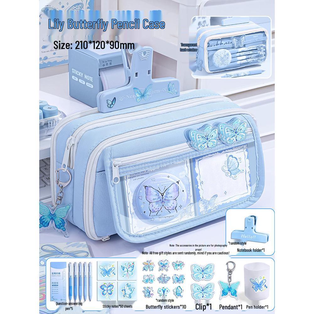 13-Layer Large Capacity Butterfly Pencil Case - 2026 Popular Student Gift Stationery Set