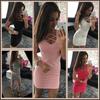 Elegant Women's Dress Sexy Solid Color Bandage Chest U-neck Slim Strapless Design