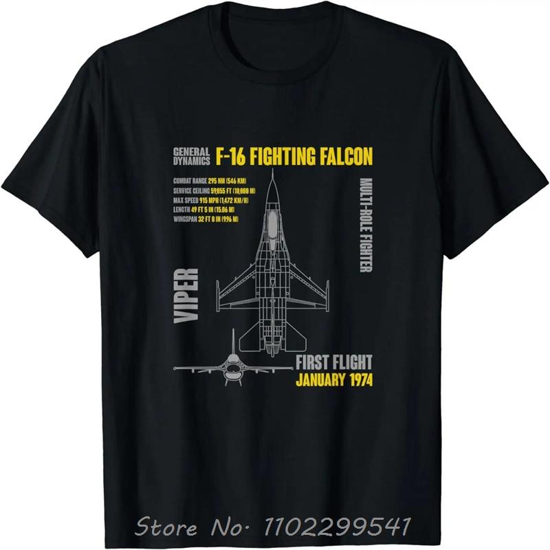 Oversized Tshirt Short Sleeve Casual Cotton O-Neck T Shirts F-16 Fighting Falcon Aircraft T-Shi