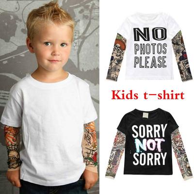 Neuheit Tattoo Langarm Kinder T-Shirts Baumwolle Jungen T-Shirt