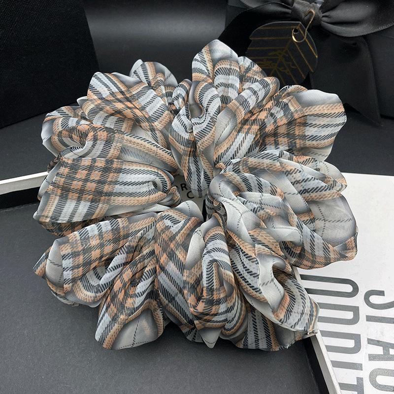 Korean Plaid Organza Scrunchie - New Style Hair Tie for Added Volume