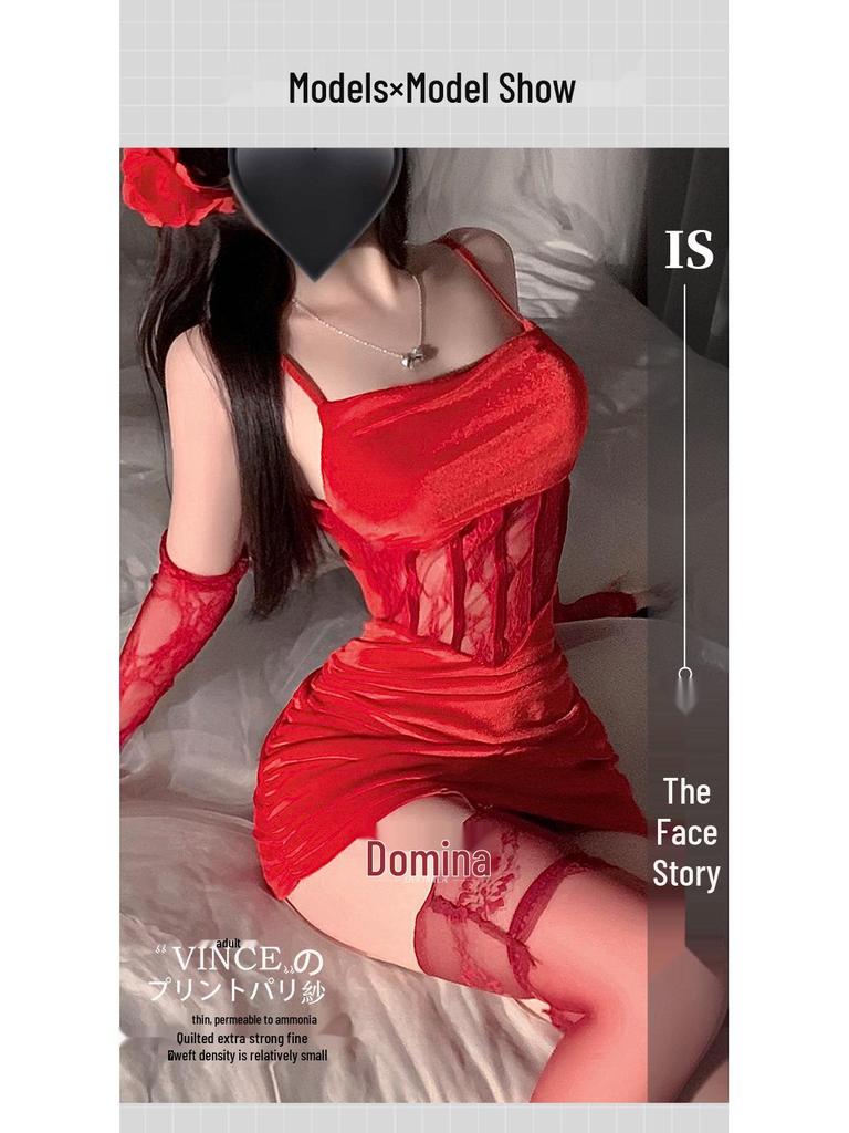 Domila Red Velvet Christmas Lingerie Set