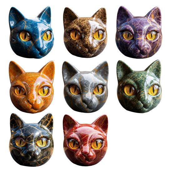 Realistic Cat Head Sculpture Hand-Carved Cat Head Statue Figurine Home