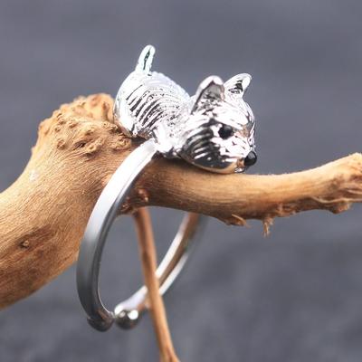 Fashion Retro Dog Rings Silver Color Adjustable Pet Rings Opening Cute Animal Finger Ring Valentine Day