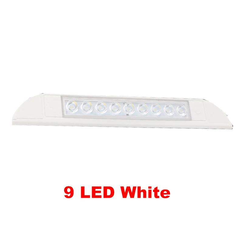 12-28V LED Awning Porch Light Lamp with Touch Switch Interior Exterior Car Lights Strip Bar for Camping Caravan Truck RV Boat 9 LED White