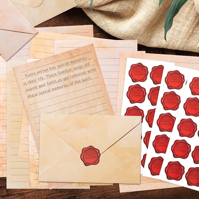 Retro Artistic Style Envelope & Letter Set - Self-Adhesive Invitation & Love Letter Papers