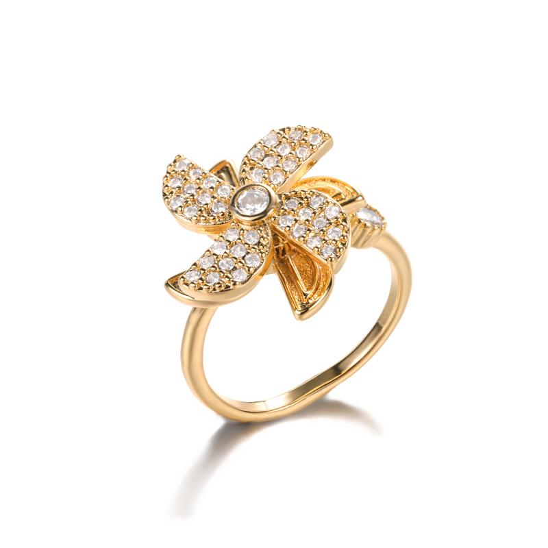 Zirkon Drehbare Vierblättriges Kleeblatt Angst Ringe Für Frauen Edelstahl Anti-Stress Fidget Spinner Ring Ästhetische Schmuck Geschenk
