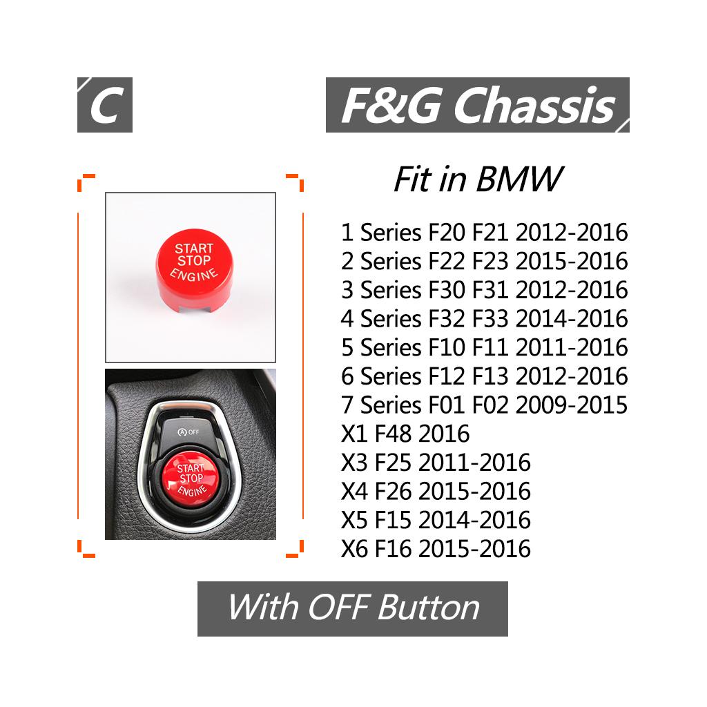 Motor START STOP-knappskydd Nyckeldekor för BMW 1 3 5 7-serien F20 F22 F30 F10 F11 F01 F02 F15 F16 F25 F26 F48 Med AV-knapp
