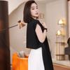 Light Luxury Style Design Color Block V-neck Shirt for Women Summer Thin Elegant Unique Unique Beautiful Top Trend