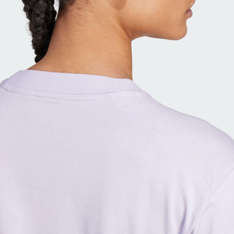 Adidas Solid Color Outdoor Long Sleeve Drop Shoulder T-Shirt Women Tops Silver IN4620