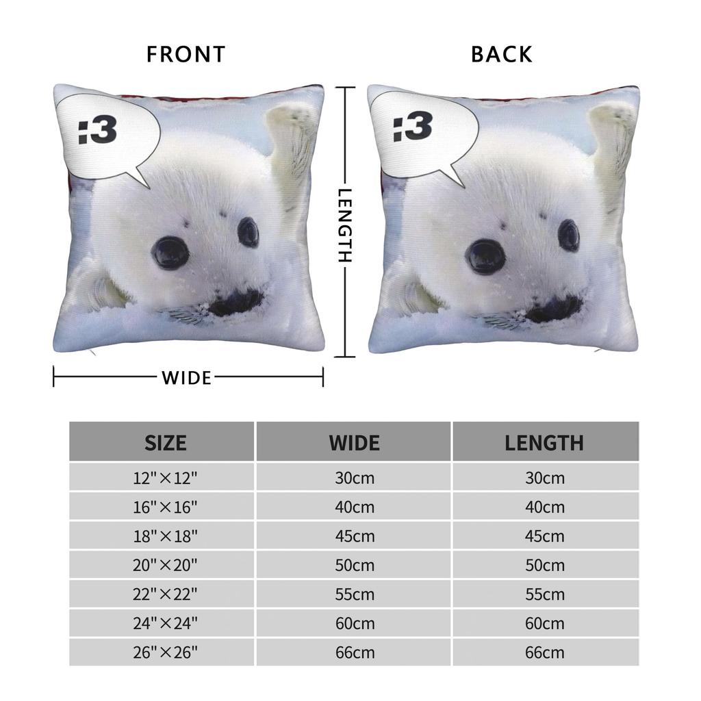 Seal Sea Cute Square Pillow Case  Cushion Covers Awesome Zipper Decorative Pillowcase for Seat 45x45cm