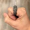 Adjustable Sterling Vintage Double-Faced Eye Carved Ring Men Women Geometric Asymmetrical Gothic Style