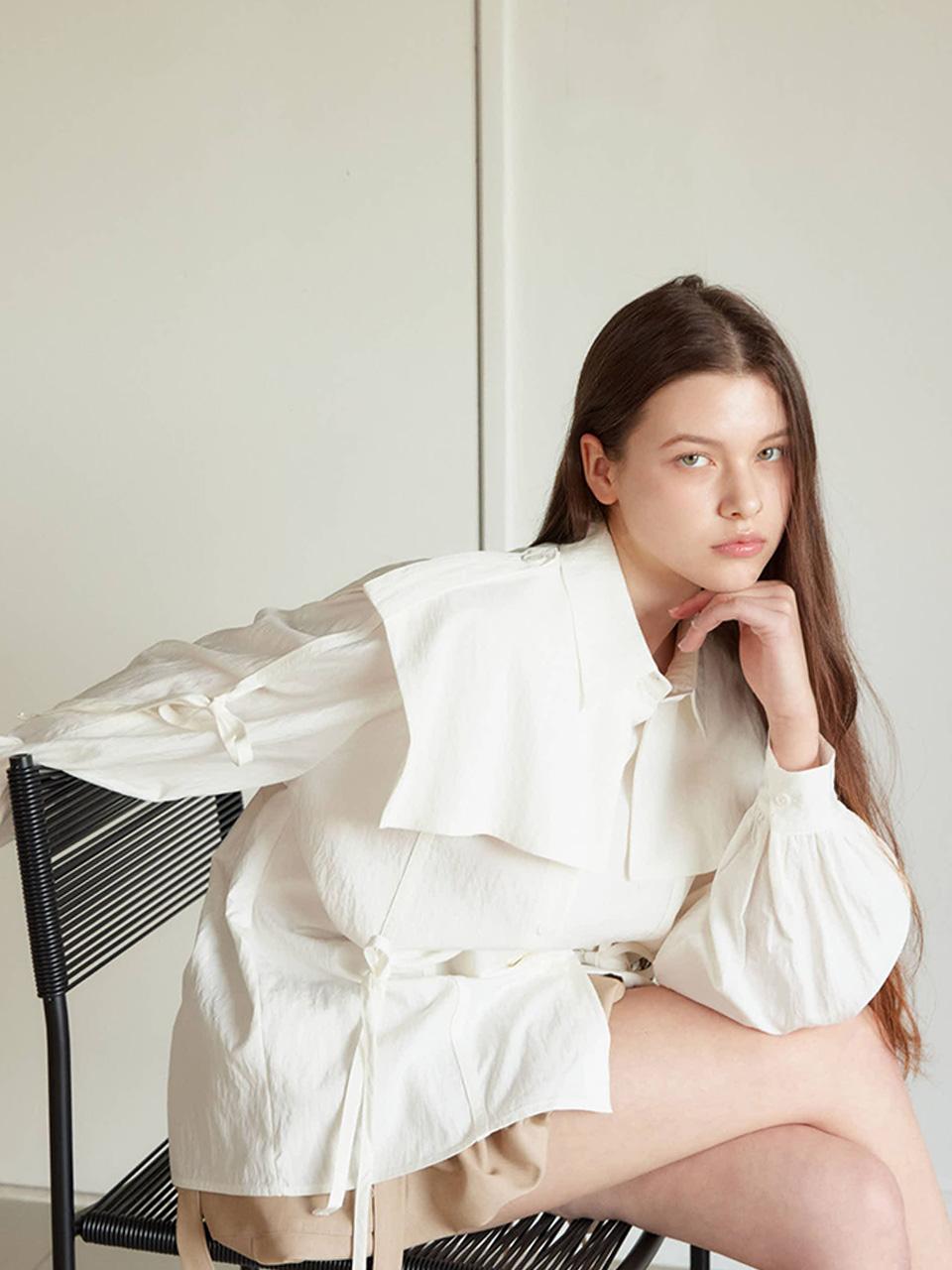 Рубашка Moi Fair Trench с лентой / Белая White/Free