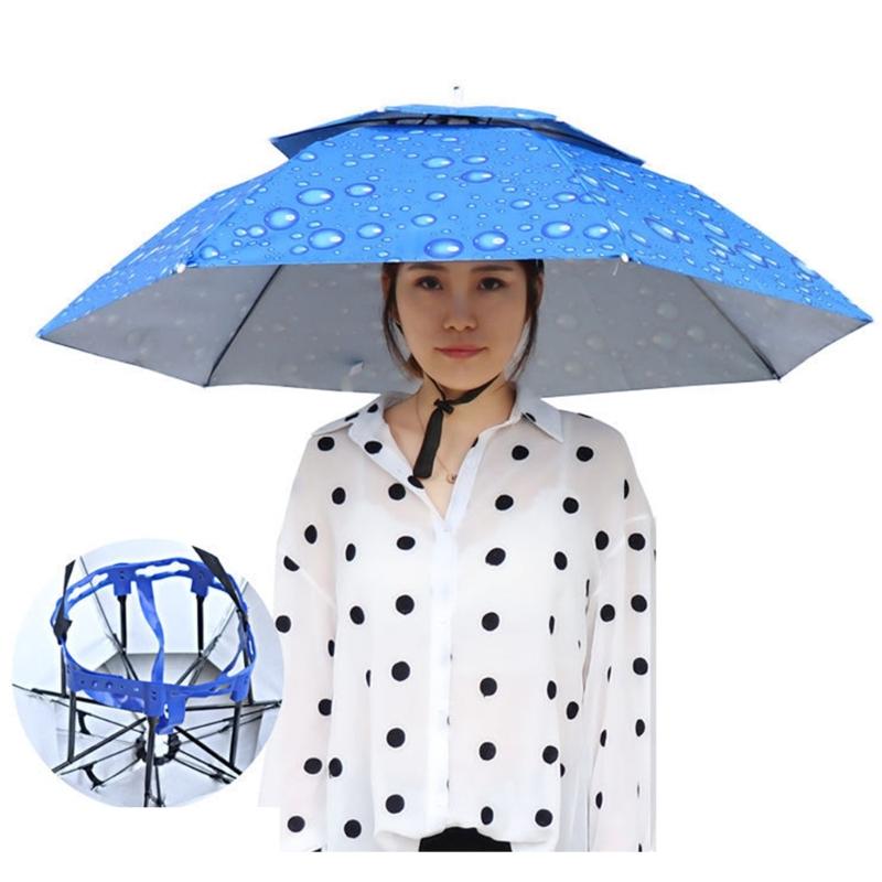 Umbrella Caps with Headband, Water Proof Foldable Umbrella Hat Head Umbrella Hat Fishing Umbrella Hat, Rain Umbrella Hat