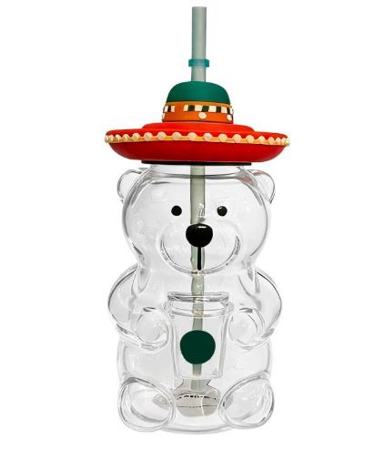 2026 Neu im Angebot Bär Glasbecher mit Strohhalm Kaffeetasse Niedliche Cartoon Kreative Glas Saftbecher Teetasse Trinkgeschirr