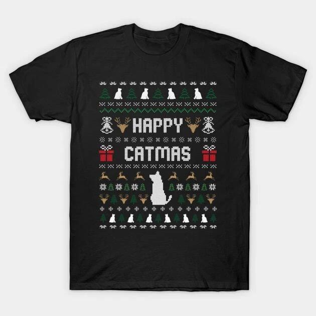 HAPPY CATMAS Christmas Cute Cat Lover Ugly Sweater Made in Australia T-Shirt S
