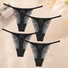 4ks krajkové květinové spodní prádlo pro dámu Sexy duté kalhotky Pevná strečová tanga Dámská perspektiva G-String prodyšné spodní prádlo