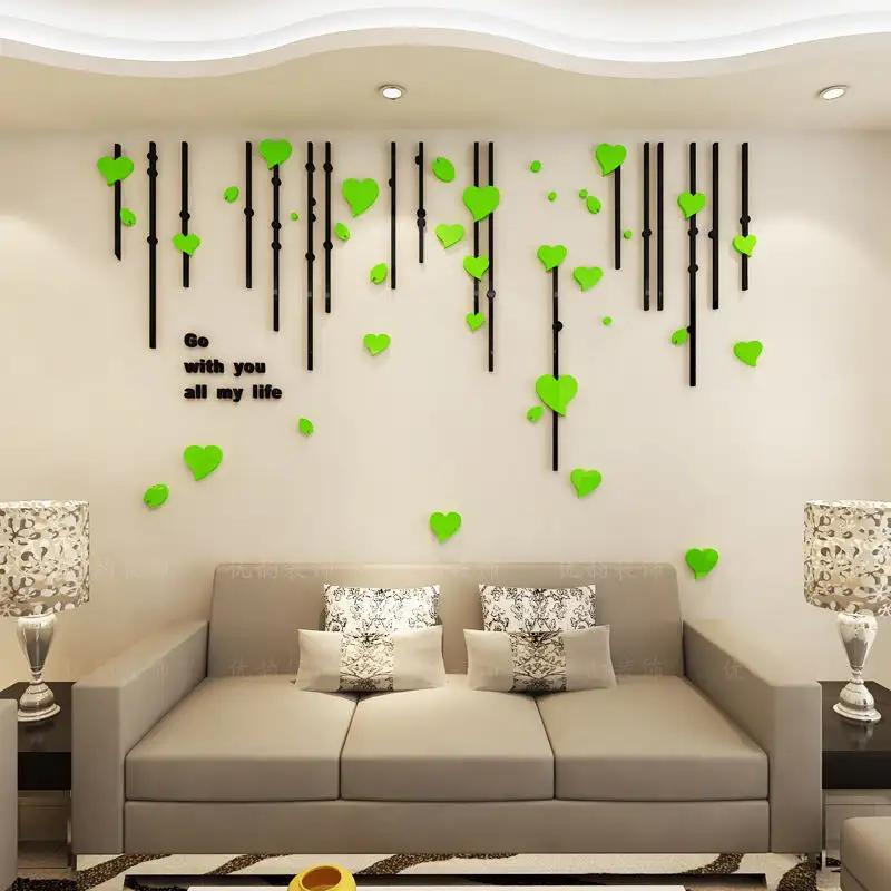 Romantic 3D Wall Sticker Wedding Living Room Bedroom Backdrop TV Background Wall Decals Flower Mural Wall Art Wallpaper Sticker