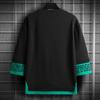 O-Neck 3/4 Sleeve Men Tops Letter Print Elastic Sweat Absorbing Breathable Hip Hop Style Fake Two Pieces T-shirt Streetwear