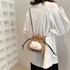 Adorable Plush Bucket Bag For Women Stylish Soft Pu Crossbody Purse In Black White Pink Khaki