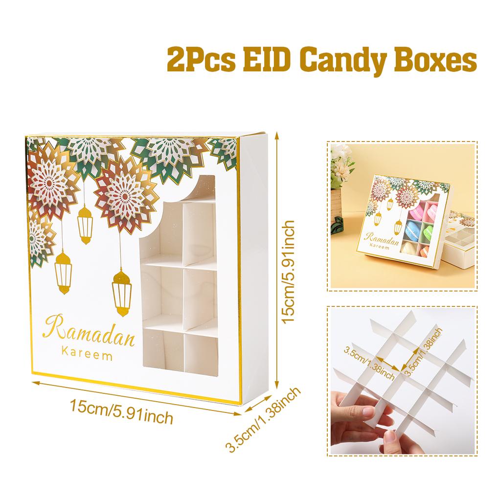 Eid Mubarak Cake Box Cookie Dessert Box Ramadan Decoration for Home 2025 Ramadan Kareem Islam Muslim Party Supplies Eid Al-fitr