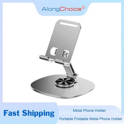 Suporte de Celular Todo em Metal Rotação 360 Graus Dobrável Suporte de Mesa para Celular Para iphone Smartphone Android Tablet
