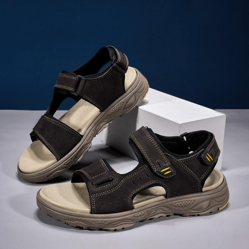 Fashion New Brand Beach Shoes Summer Men's Sandals Leather Men Flats Gladiator Men Beach Sandals Soft Comfortable Outdoors Wading Shoes