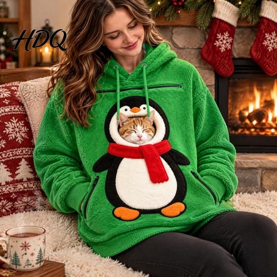 Zachte Polyester Draag Hoodie Pullover Kerst Huisdier Mannen Sweatshirt voor Vrouwen met Kangoeroe Vakantie Liefhebber