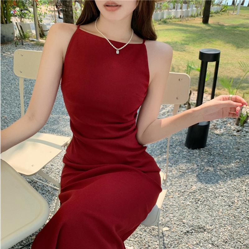 

Женское летнее элегантное платье на одно плечо в стиле ретро с лямкой на бретельках S красный