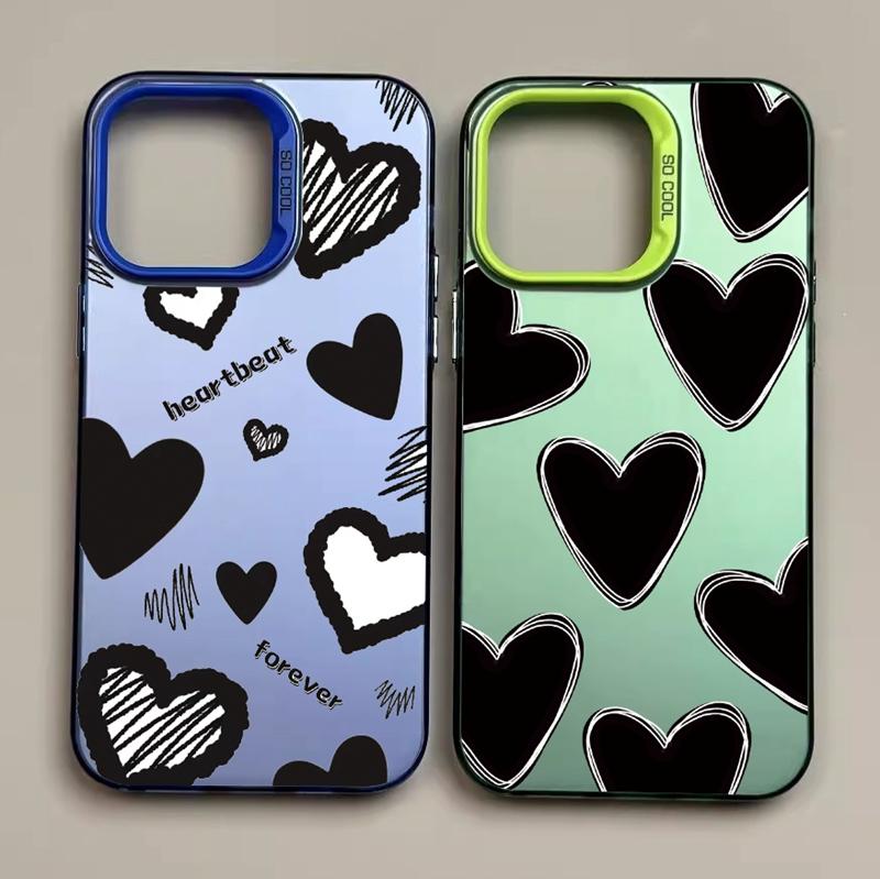 Couple Love Heart Case For iPhone 16 Pro Samsung A55 A35 S24 Xiaomi Redmi Note 13 Pro 14C Huawei Honor 200 Shockproof Phone Bumper Anti-Scratch Cover