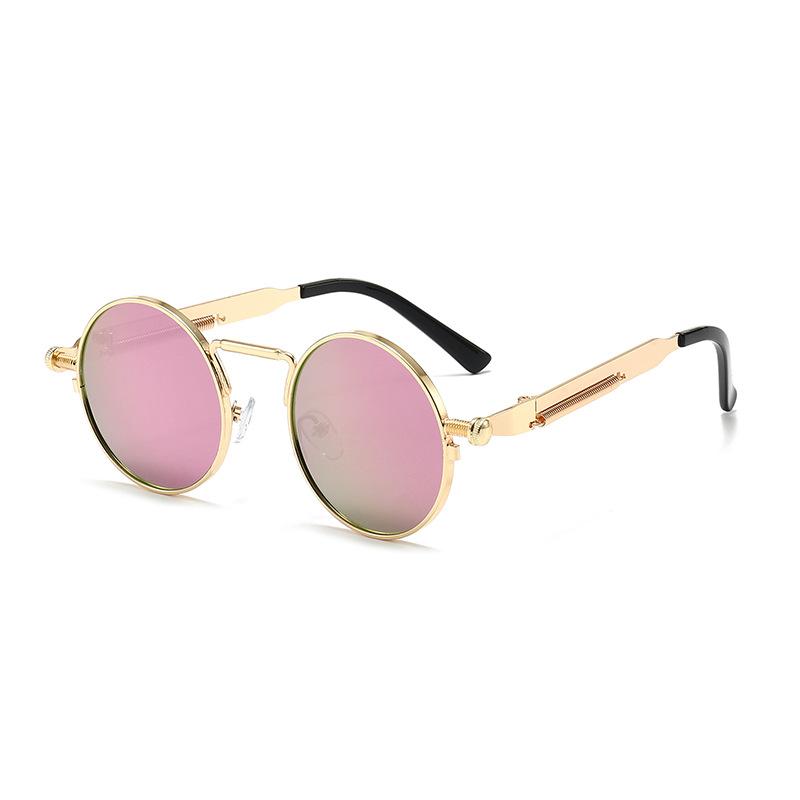 Personalized metal round frame European and American fashion trend punk sunglasses men's high-end spring sunglasses women