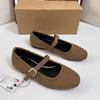 TRAF Woman Retro Ballet Style Flat Shoes Fashion Round Toe Shallow Mouth Single Shoes 2024 Autumn Lady Casual Buckle Strap Shoes