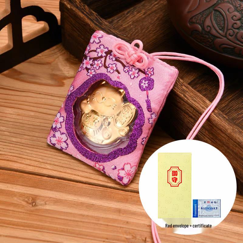 Zhou Family Lucky Cat Charm Air Freshener Pendant Gift Universal with Gold