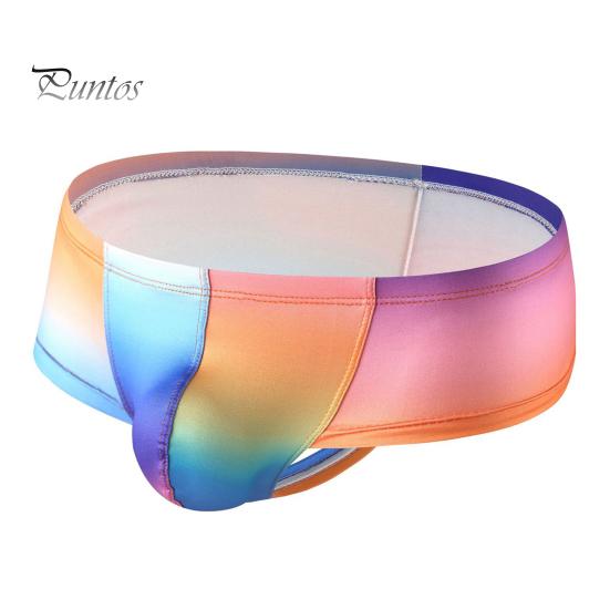 Men Boxer Briefs Low Rise U-Convex Slim Fit Shorts Underwear Colorful Printing High Elasticity Breathable Shorts Underwear