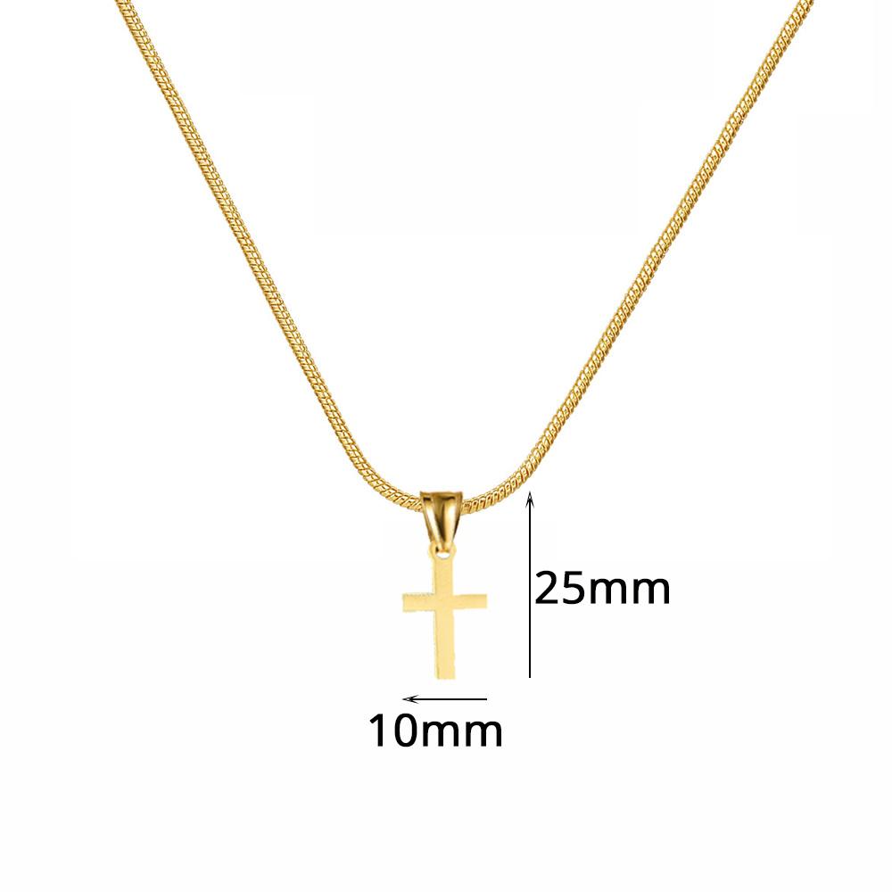 Fashion Small Faith Cross Pendant Necklace Female Gold Silver Color Stainless Steel Snake Chain For Women Religious Jewelry Gift
