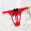 Sexy Women Open Crotch Thongs Lace Panties G-string Pearl Decor Underwear